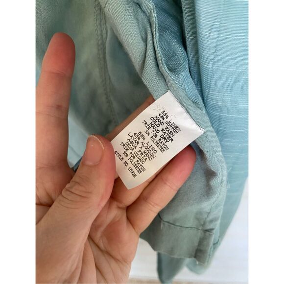 Milla Linen Cotton Open Hooded Light Blue Jacket, Size Medium - Picture 3 of 6